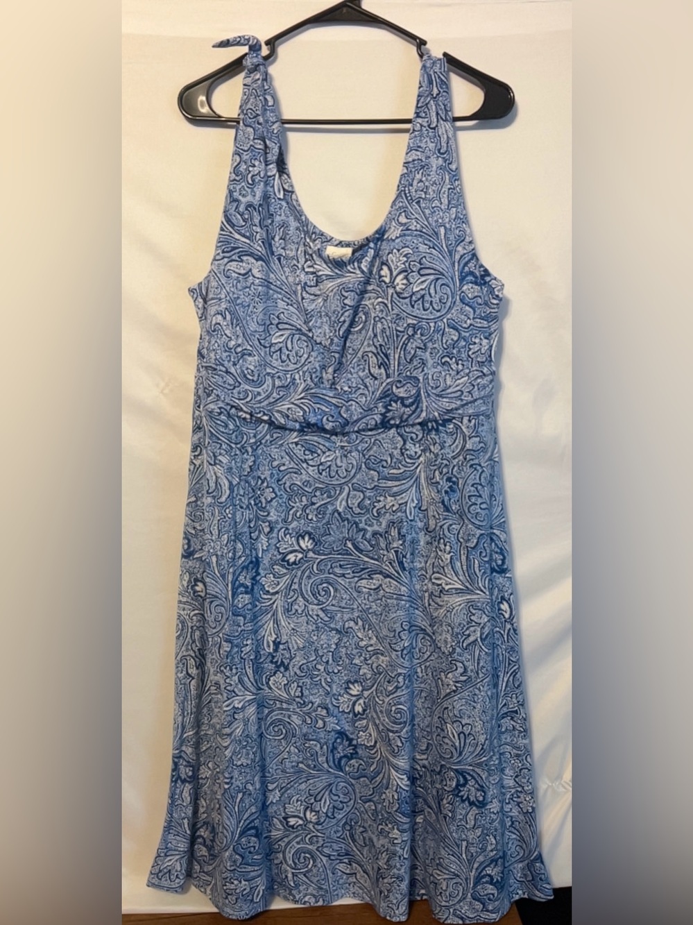 Soma XL Comfy Blue Paisley Tie-Shoulder Summer Dress